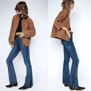 NWT New Free People We The Free Level Up Slit Slim Flare Night Sky Jeans Size 25